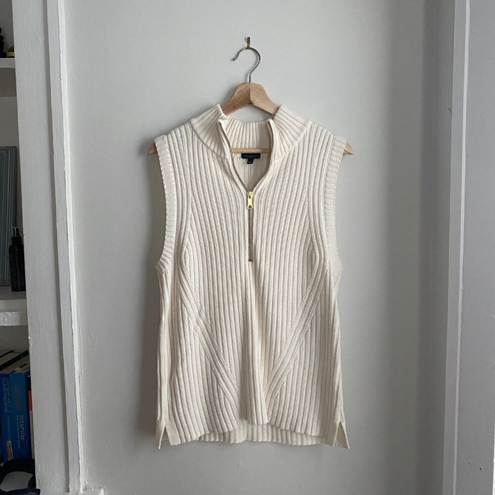Talbots Sleeveless Ribbed Zip Sweater Vest – Size S